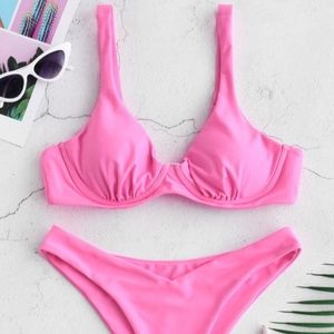 NWT ZAFUL Neon Underwire Bikini Set